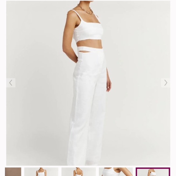 Dissh River White Linen Cut Out Pant - Picture 2 of 9